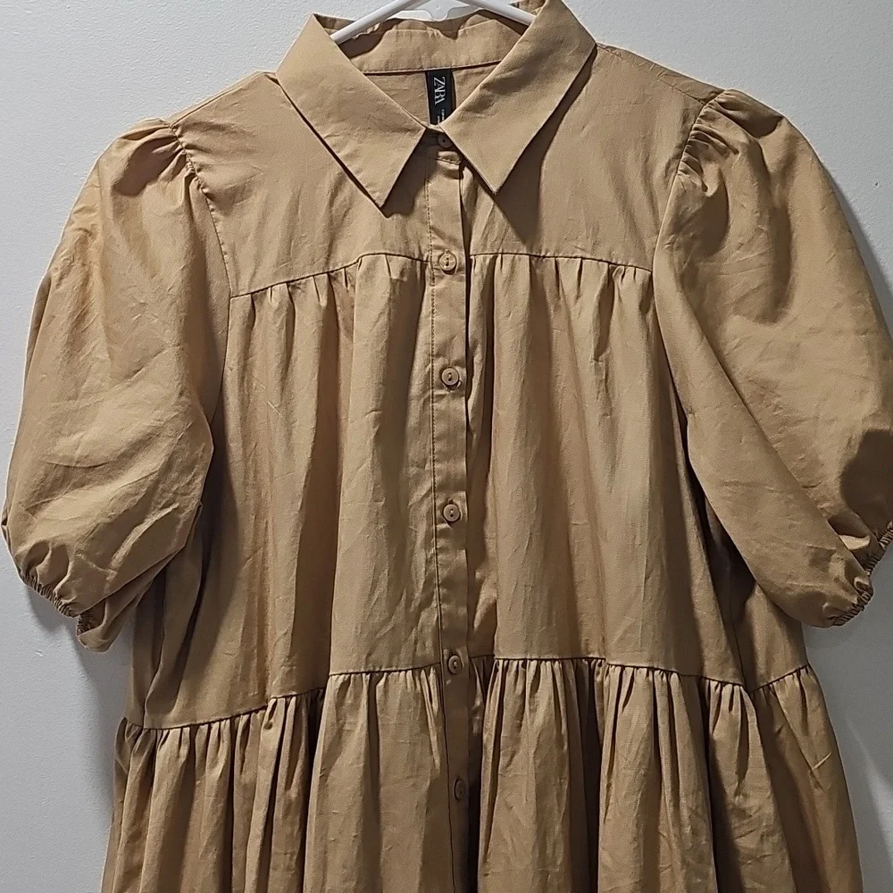 Zara Puff Button-Down Mini Dress Size‎ M - Picture 3 of 10
